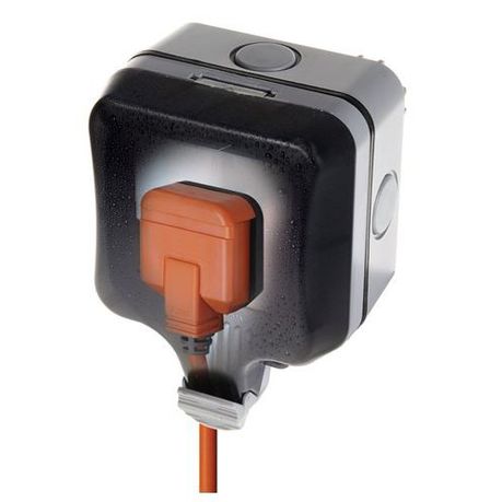 Masterplug - IP66 Single SA socket - Black & Orange 16amp Buy Online in Zimbabwe thedailysale.shop