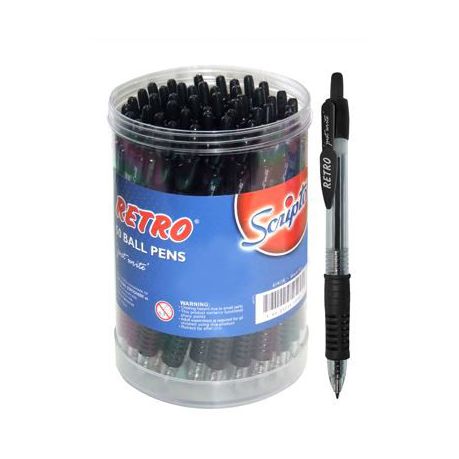 Scripto Retro Retractable Ballpoint Pen - Black Ink Medium (Tub of 50) Buy Online in Zimbabwe thedailysale.shop