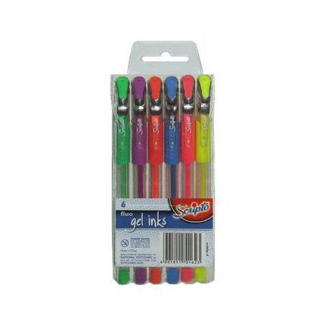 Scripto Fluo Gel Ink Pens (Wallet of 6 Colours)