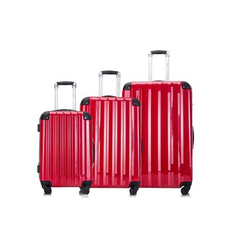 Hazlo 3 Piece ABS+PC Hard Luggage Trolley Bag Set - Red