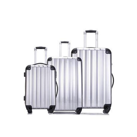 Hazlo 3 Piece ABS+PC Hard Luggage Trolley Bag Set - Silver