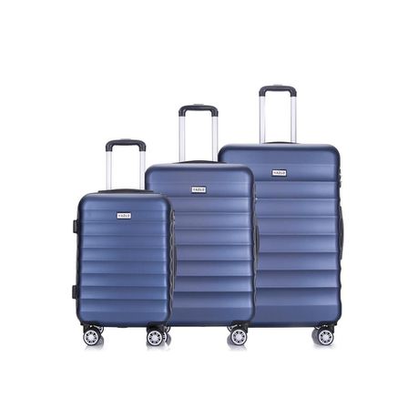 Hazlo 3 Piece Trolley ABS Hard Luggage Bag Set - Blue