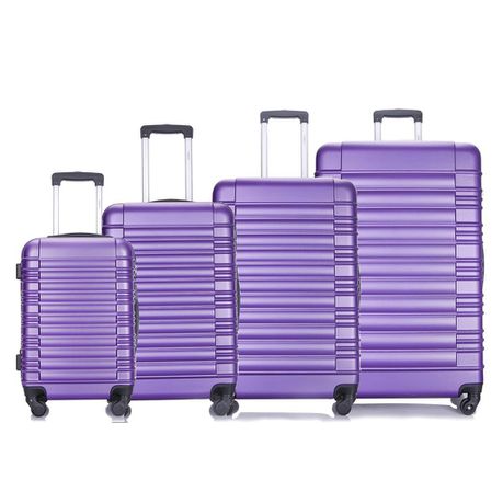 Hazlo 4 Piece Trolley ABS Hard Luggage Bag Set - Purple