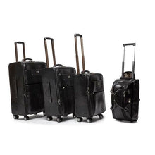 Load image into Gallery viewer, Hazlo 4 Piece PU Leather Vintage Trolley Luggage Bag Set - Black
