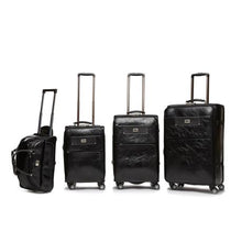 Load image into Gallery viewer, Hazlo 4 Piece PU Leather Vintage Trolley Luggage Bag Set - Black
