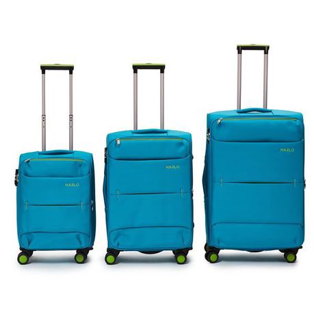 Hazlo 3 Piece Nylon Trolley Luggage Bag Set - Blue