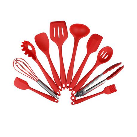 10 Piece Nonstick Silicone Kitchen Utensils Set - Red Buy Online in Zimbabwe thedailysale.shop