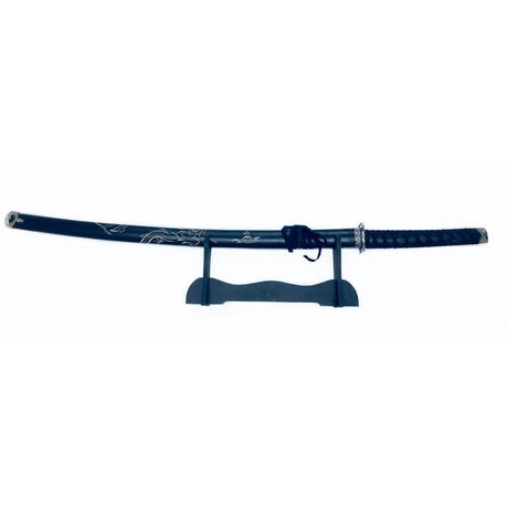 Ninja Samurai Steel Metal Katana Sword with Stand - Black Dragon Engraved Buy Online in Zimbabwe thedailysale.shop