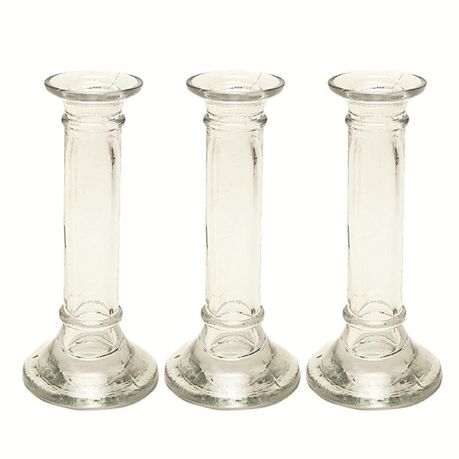 Clear Glass Candle Holder - 18cm (3 Pack)