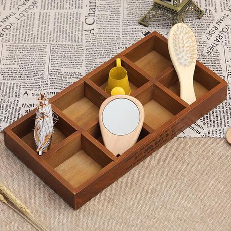 Classic Retro Wooden Desktop Storage Box - 8 Grid