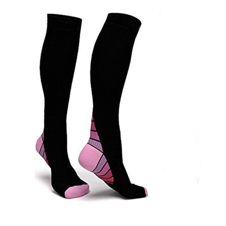 Long Compression Socks 2 Pack - Pink (Size: M)