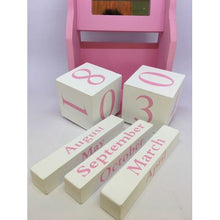 Load image into Gallery viewer, Wooden Block Perpetual Home Office Desk Calendar &amp; Mirror Photo Frame -Pink
