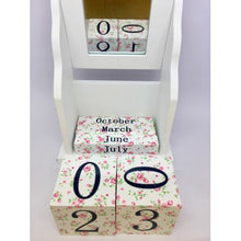 Load image into Gallery viewer, Wooden Block Perpetual Office Desk Calendar &amp; Mirror Photo Frame - White
