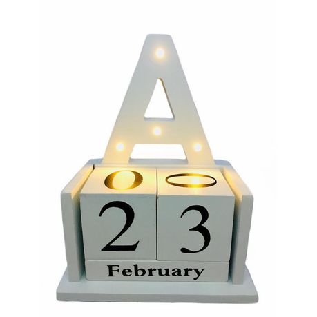 Wooden Block Home Office Desk Calendar with LED Lights - A Letter Buy Online in Zimbabwe thedailysale.shop