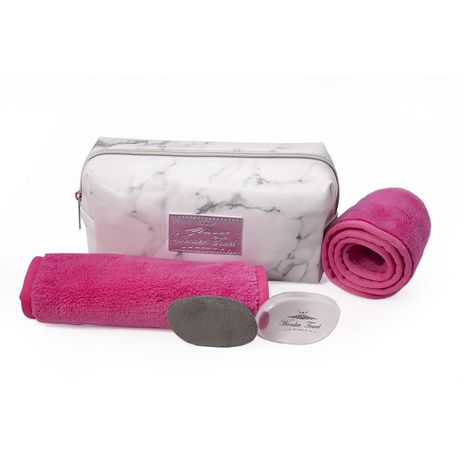 Wonder Towel White Marble Cosmetic Bag Collection - Pink