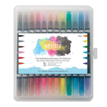 Docrafts Artiste Dual Tip Pens - Brush & Marker - Watercolour Buy Online in Zimbabwe thedailysale.shop