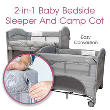 Load image into Gallery viewer, BabyWombWorld Premium 2-in-1 Camp Cot &amp; Co Sleeper - Grey
