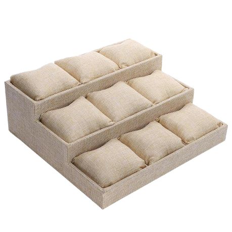 Ladder 9 Grids Jewelry Watches Display Storage Tray - Jute