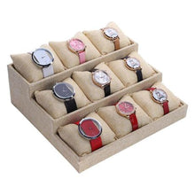 Load image into Gallery viewer, Ladder 9 Grids Jewelry Watches Display Storage Tray - Jute
