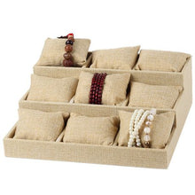 Load image into Gallery viewer, Ladder 9 Grids Jewelry Watches Display Storage Tray - Jute
