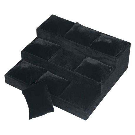 Ladder 9 Grids Jewelry Watches Display Storage Tray - Black Buy Online in Zimbabwe thedailysale.shop