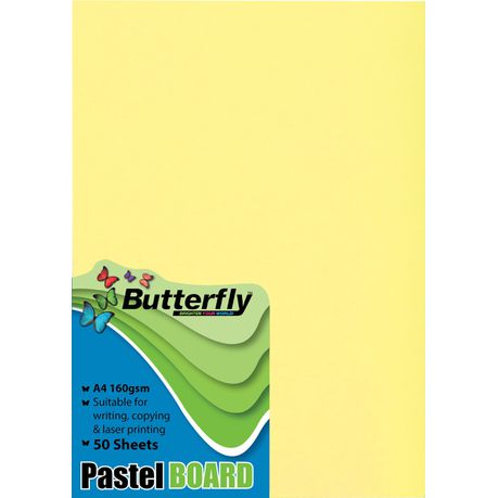 Butterfly A4 Pastel Board 50s - Yellow