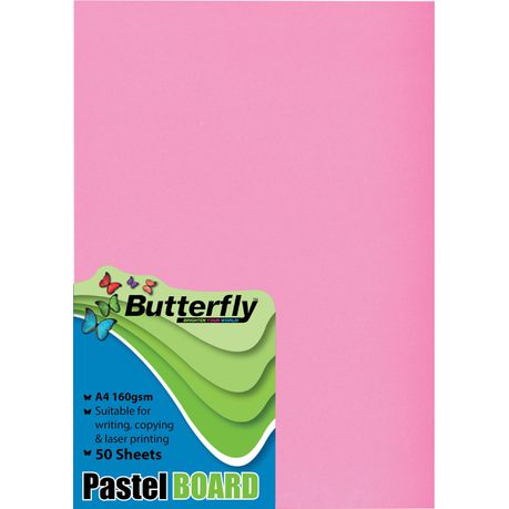 Butterfly A4 Pastel Board 50s - Pink Buy Online in Zimbabwe thedailysale.shop