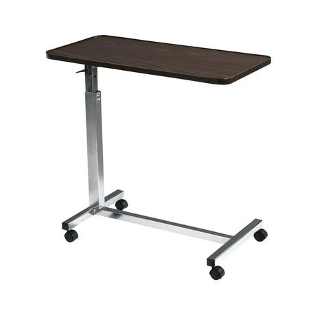 Elements Overbed Table - Height Adjustable Table with Wheels for Bedside