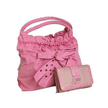 Load image into Gallery viewer, Fino Canvas Denim Bag with Bow Detail &amp;Purse Set - Pink
