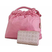 Load image into Gallery viewer, Fino Canvas Denim Bag with Bow Detail &amp;Purse Set - Pink
