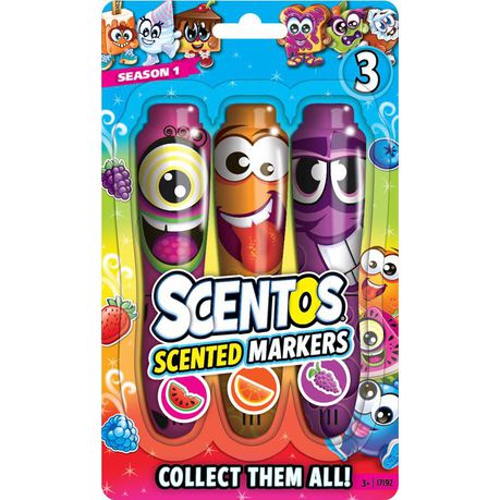 Scentos 3 Piece Scented Bullet Tip Markers - Magenta, Orange, Purple Buy Online in Zimbabwe thedailysale.shop