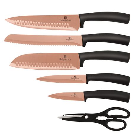 Berlinger Haus 7-Piece Titanum Coating Knife Set with Stand - Rose Gold Buy Online in Zimbabwe thedailysale.shop