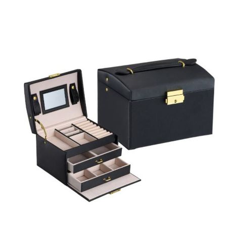 Iconix PU Leather Jewelry Storage Case Organizer with Drawers-Black Buy Online in Zimbabwe thedailysale.shop