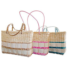 Load image into Gallery viewer, Fino 3Pcs Straw Bag with Silver Flower Details
