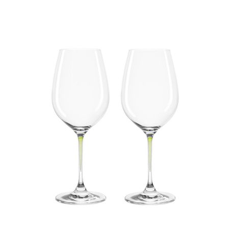 Leonardo Clear Wine Glass with Green Stem LA Perla Set of 2