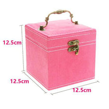 Load image into Gallery viewer, Three-layer Lint Jewelry Box with Mirror - Pink
