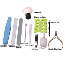 Load image into Gallery viewer, Polishing Manicure Peeling Cutting 10 in 1 Nail Art Tool Set
