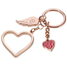 Load image into Gallery viewer, TROIKA Keyring with 3 charms LOVE IS IN THE AIR Rose Gold Colour
