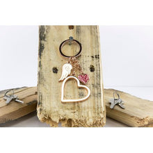 Load image into Gallery viewer, TROIKA Keyring with 3 charms LOVE IS IN THE AIR Rose Gold Colour
