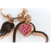 Load image into Gallery viewer, TROIKA Keyring with 3 charms LOVE IS IN THE AIR Rose Gold Colour
