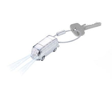 Load image into Gallery viewer, TROIKA Keychain with LED Light Chrome VW Bus Light Bulli T1 1962
