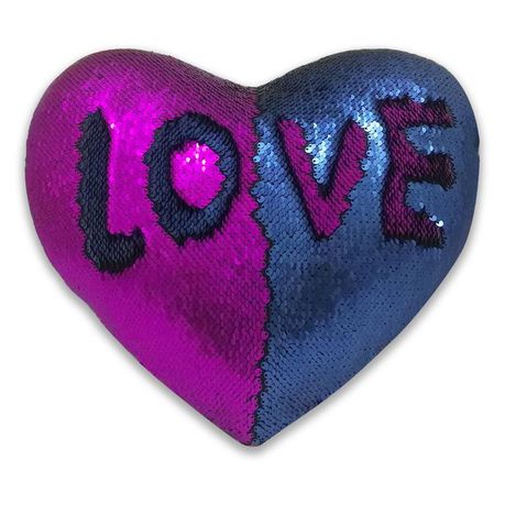 Heart Shaped Mermaid Colour Changing Sequin Pillow - Royal Blue & Violet