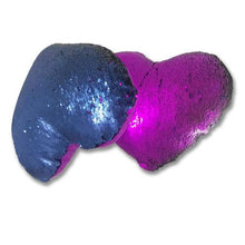 Load image into Gallery viewer, Heart Shaped Mermaid Colour Changing Sequin Pillow - Royal Blue &amp; Violet
