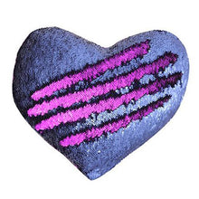 Load image into Gallery viewer, Heart Shaped Mermaid Colour Changing Sequin Pillow - Royal Blue &amp; Violet
