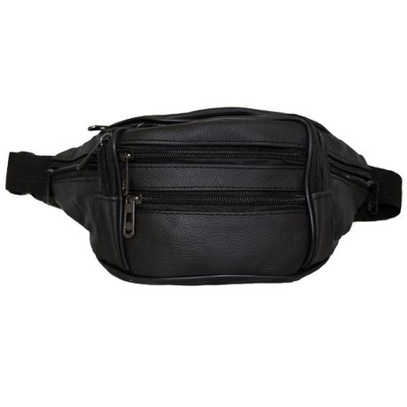 Fino Genuine Leather Moon Bag with 7 Pockets - Black