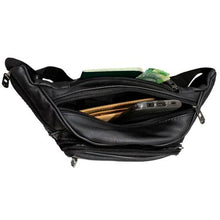 Load image into Gallery viewer, Fino Genuine Leather Moon Bag with 7 Pockets - Black
