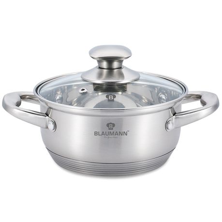 Blaumann 20cm Stainless Steel Low Casserole - Satin Gourmet Line