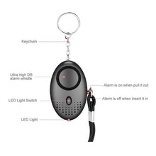 Load image into Gallery viewer, Killerdeals 130db Personal Safety Security Alarm Keyring - Black
