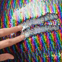 Load image into Gallery viewer, Mermaid Colour Changing Sequin Pillow Cushion - Rainbow and Silver
