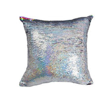 Load image into Gallery viewer, Mermaid Colour Changing Sequin Pillow Cushion - Rainbow and Silver
